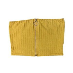 Shein Ribbed Zip-Up Cropped Tube Top